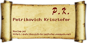 Petrikovich Krisztofer névjegykártya